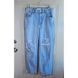 Cotton:On Loose Straight Jeans Light Wash Size 8 Boyfriend Distressed Denim